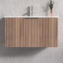 Reedon 750mm Woodgrain Wall Hung Single Vanity with Ceramic Countertop